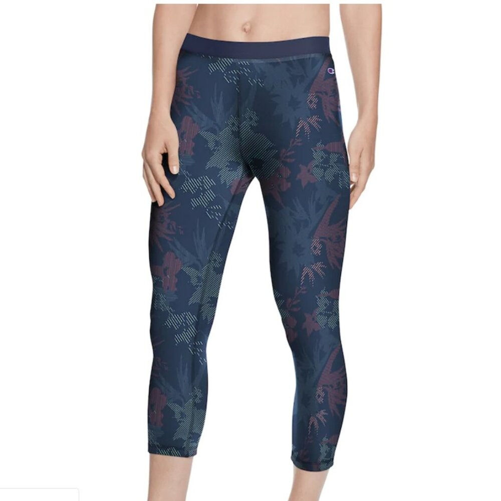 Champion Authentic Heritage Double Dry Linear Floral Midrise Athletic Capri Pant